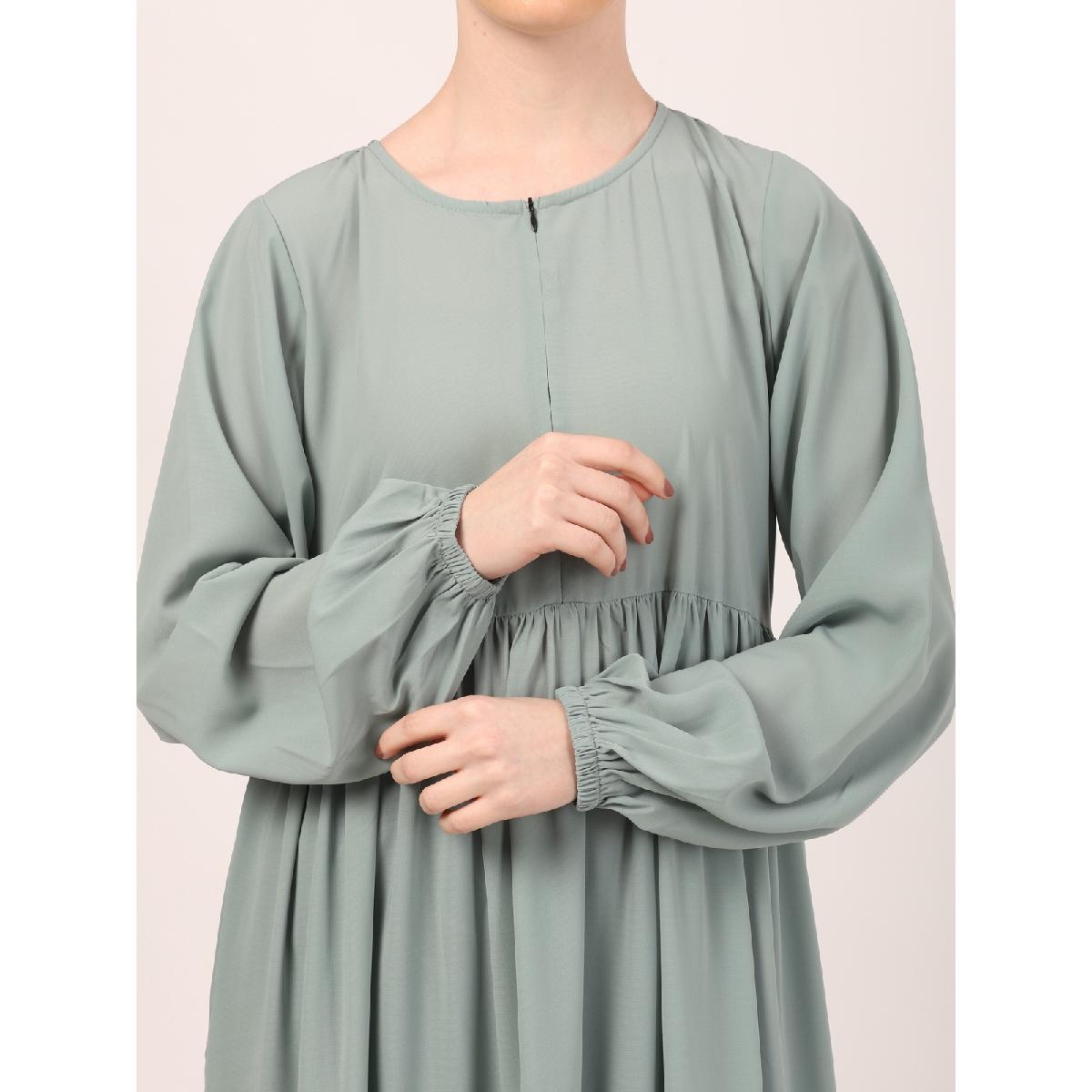 3 frilled design abaya-Sky Blue image 11