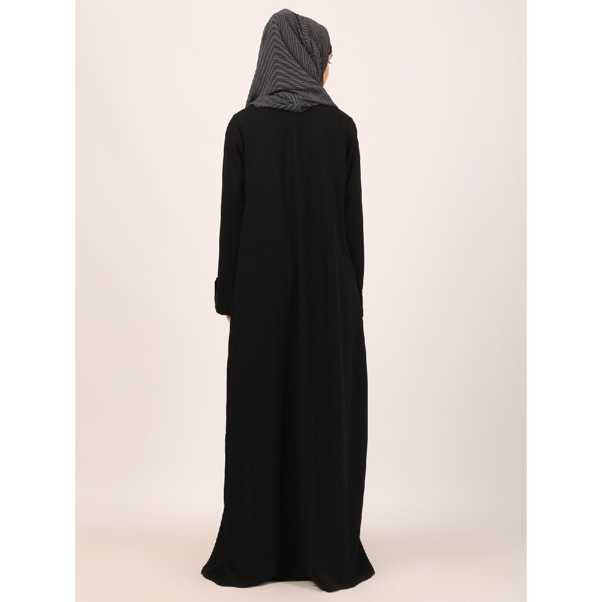 Box pleated abaya in CEY fabric-Black image 20