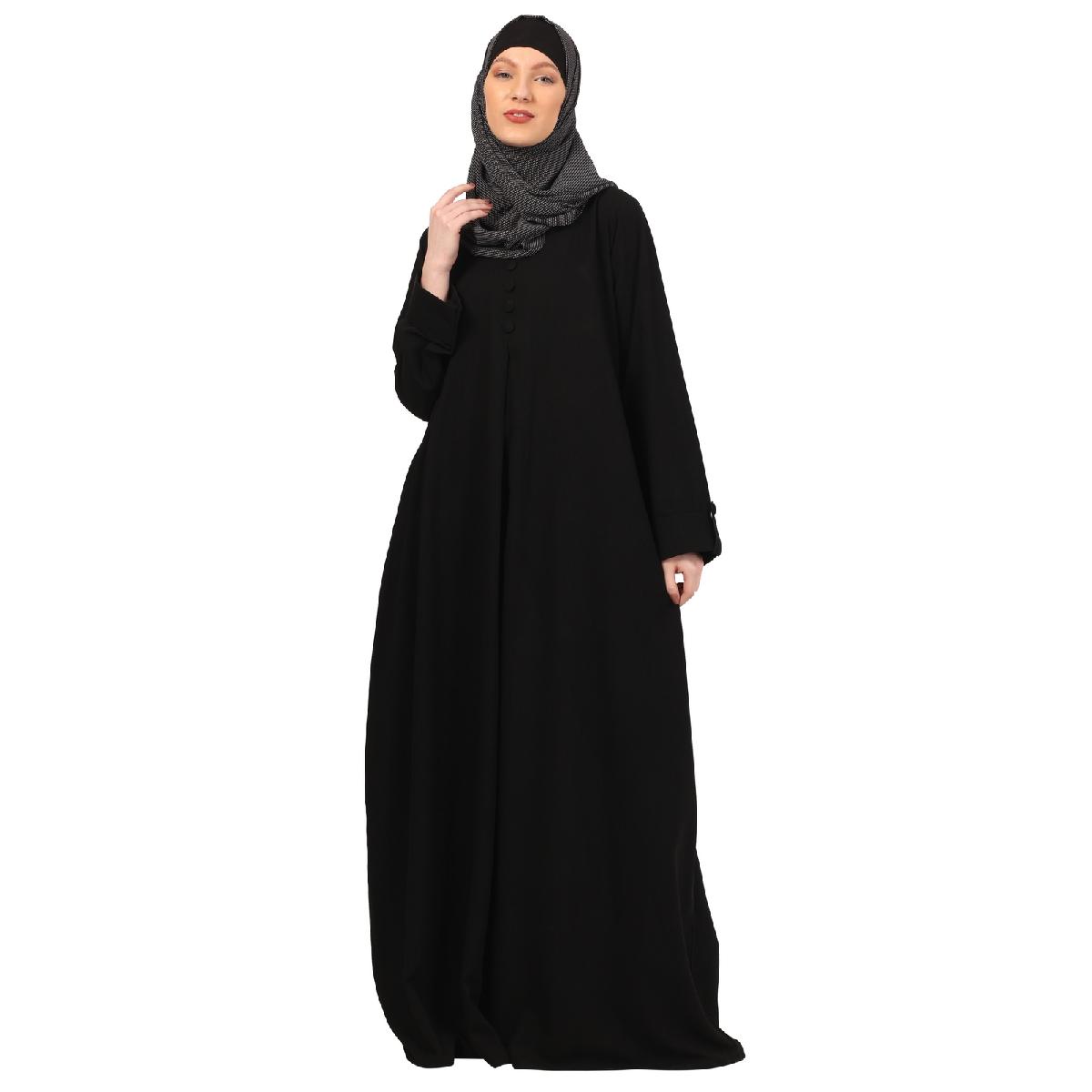 Box pleated abaya in CEY fabric-Black image 6
