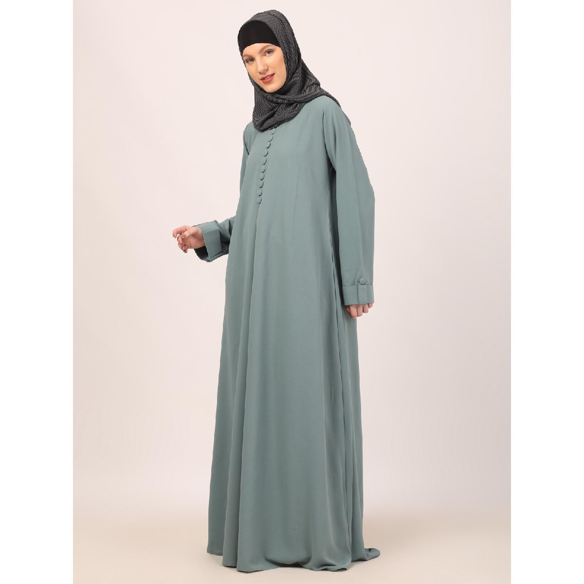 Box pleated abaya in CEY fabric-Sky Blue image 17