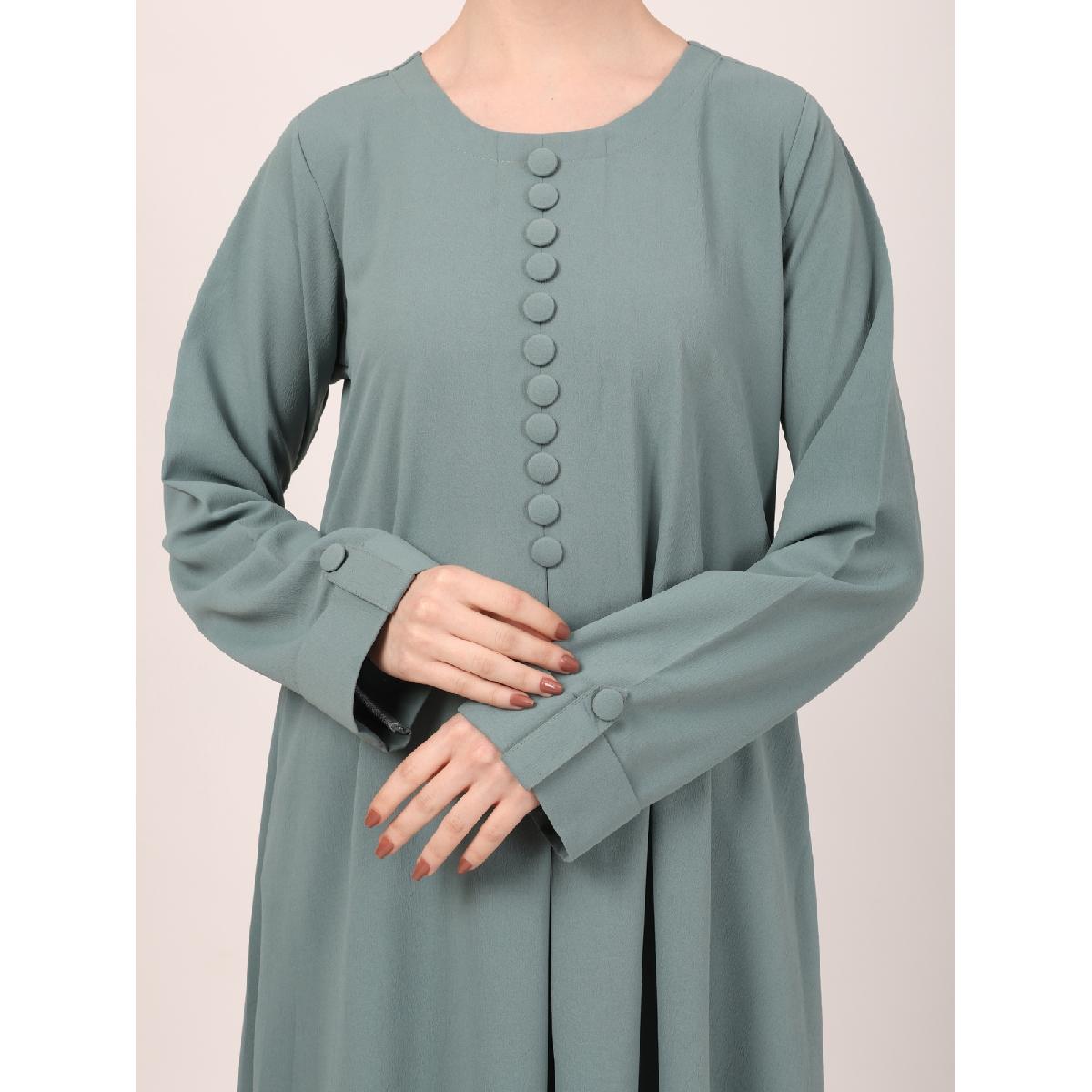 Box pleated abaya in CEY fabric-Sky Blue image 11