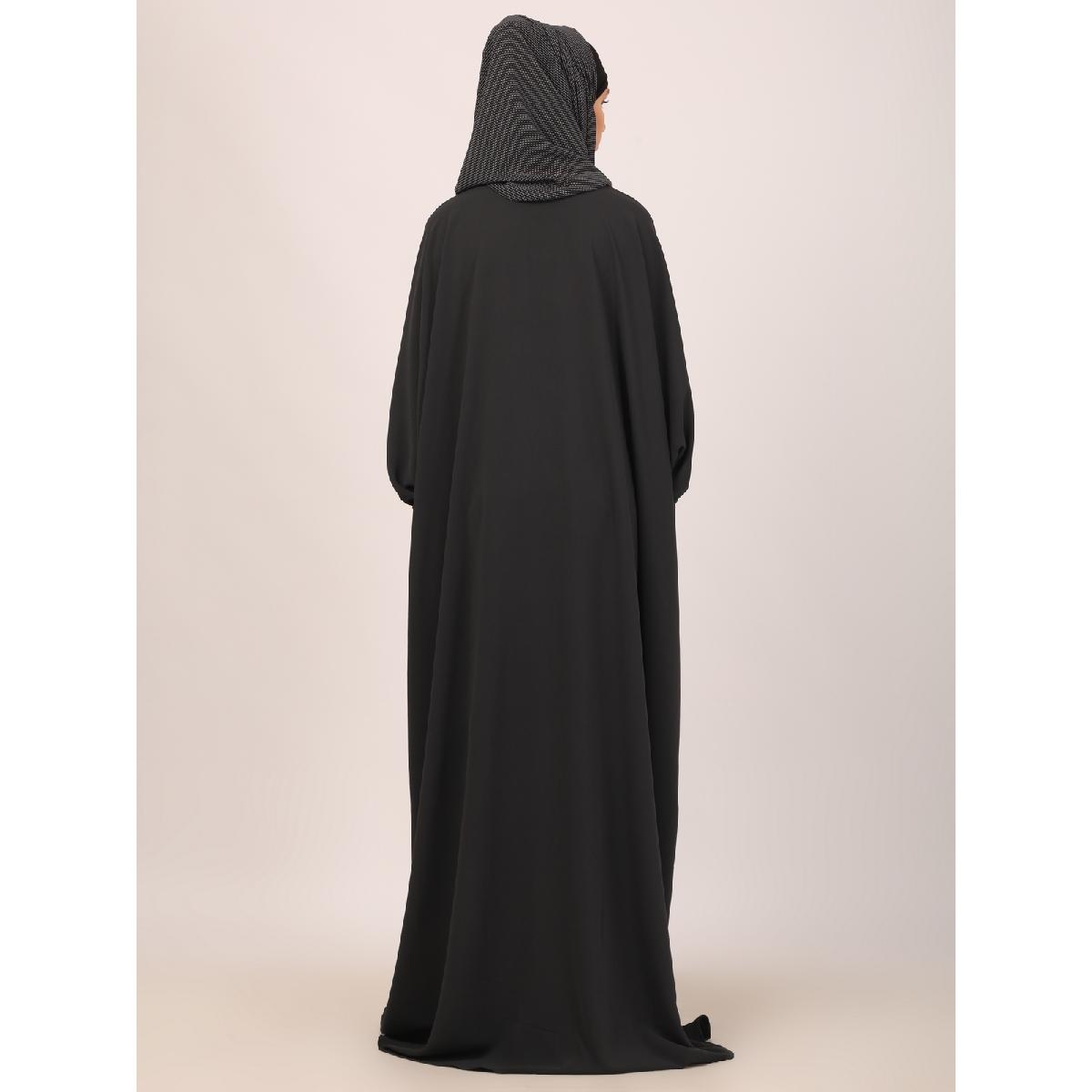Box pleated CEY fabric kaftan abaya-Dark Grey image 20