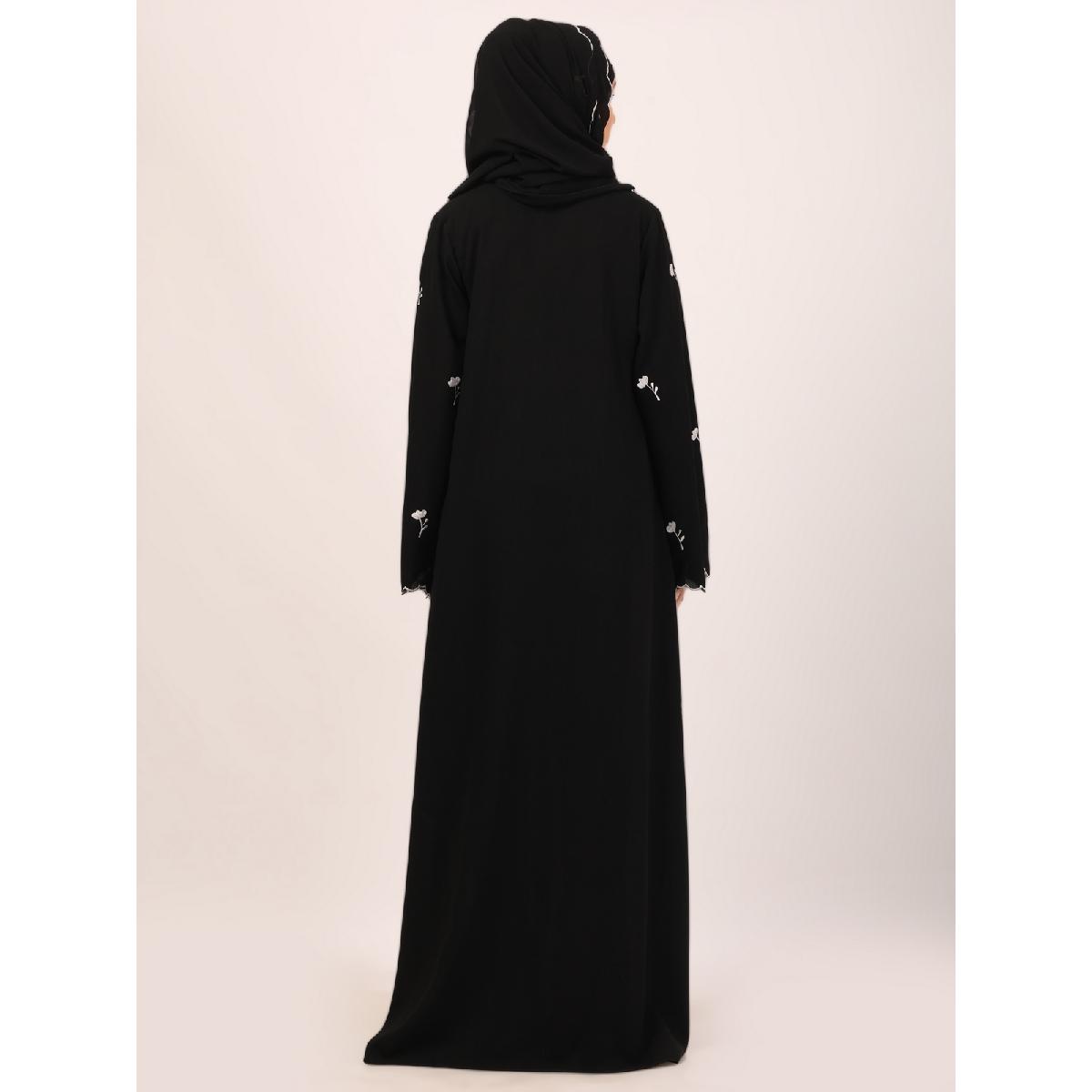 Classic embroidery work abaya-Black image 20