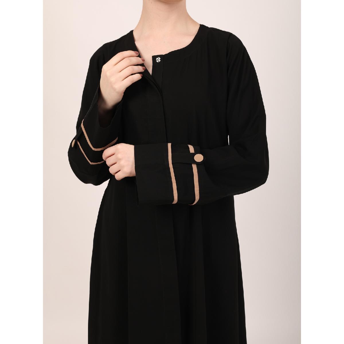 Daily wear front open abaya-Black image 12