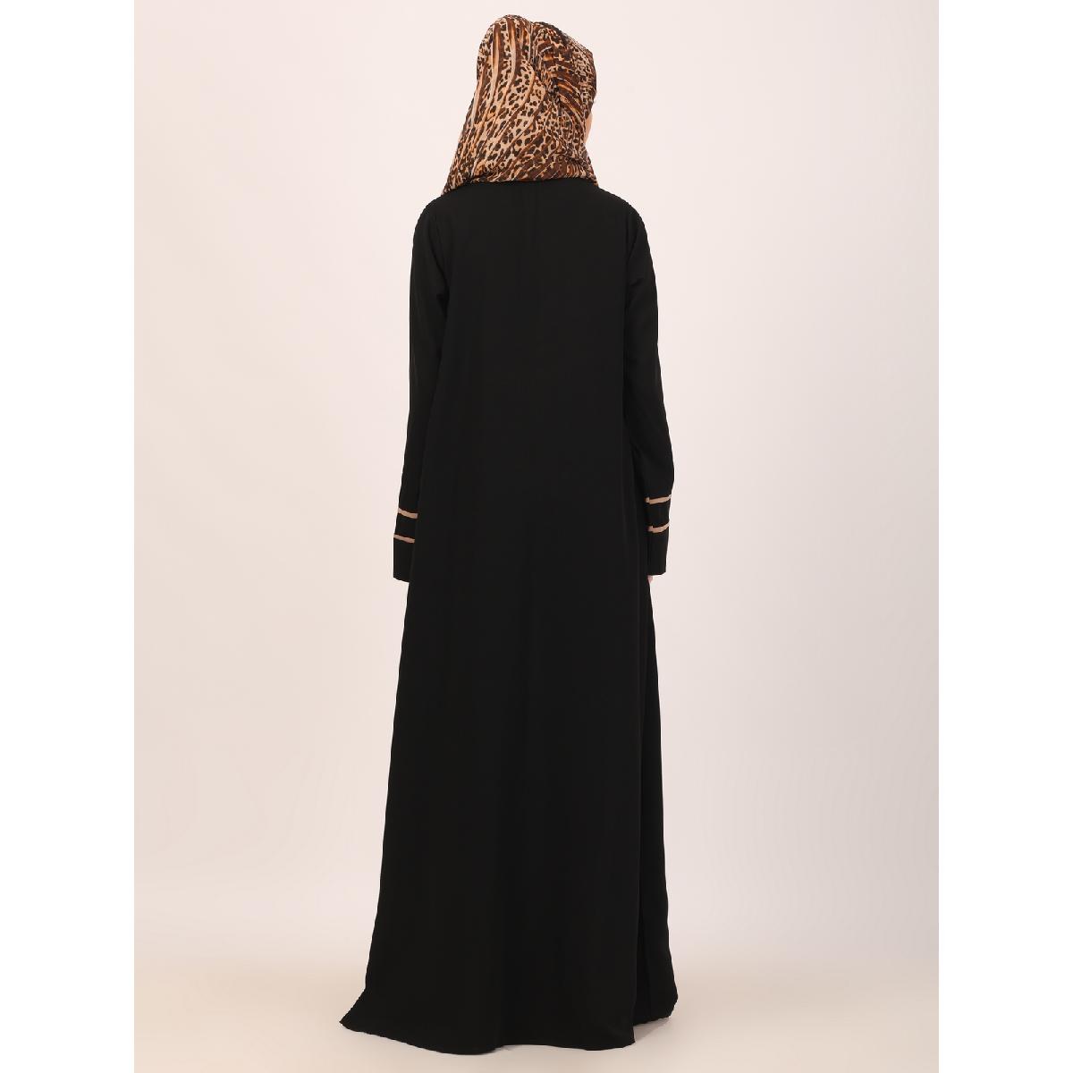 Daily wear front open abaya-Black image 13