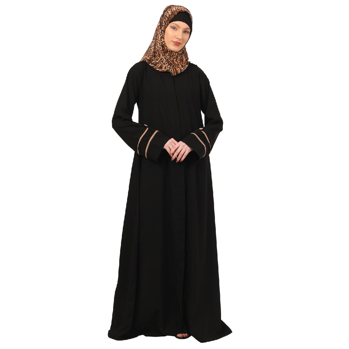 Daily wear front open abaya-Black image 15