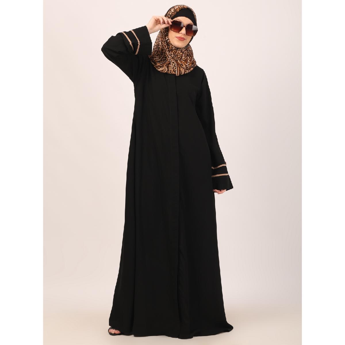Daily wear front open abaya-Black image 5
