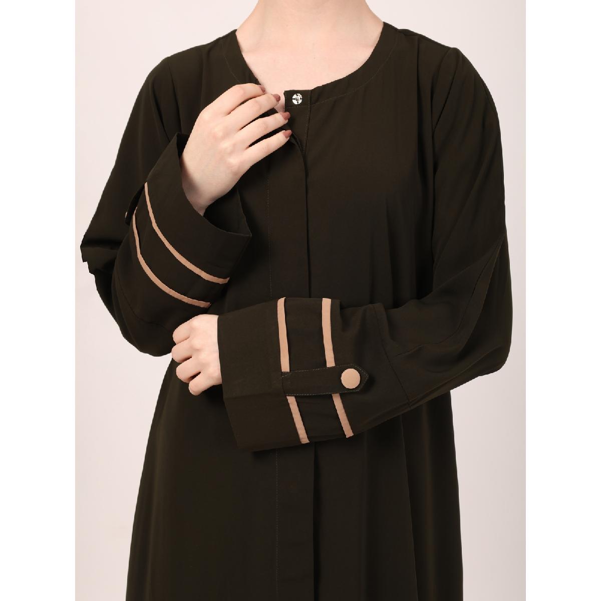 Daily wear front open abaya-Olive image 12