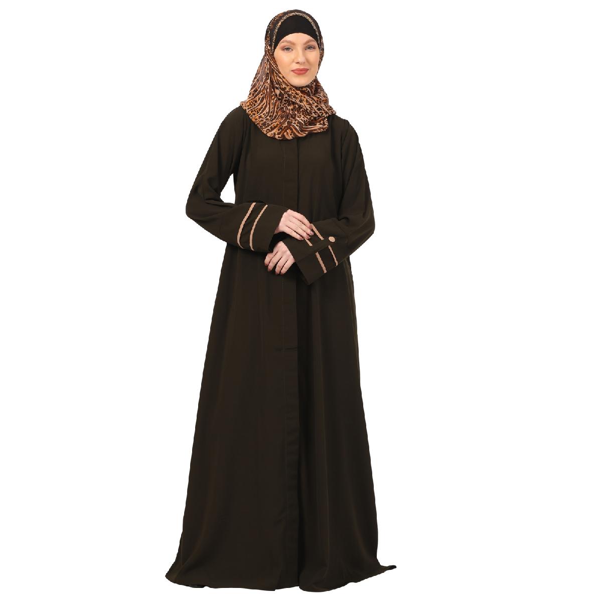 Daily wear front open abaya-Olive image 16