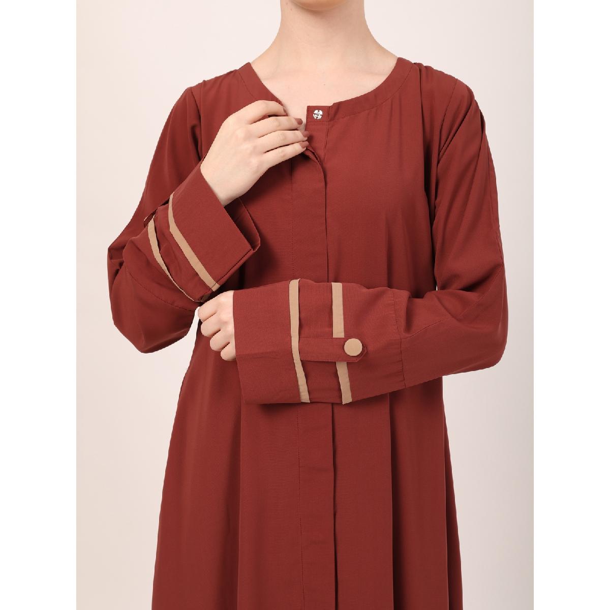 Daily wear front open abaya-Rust image 19