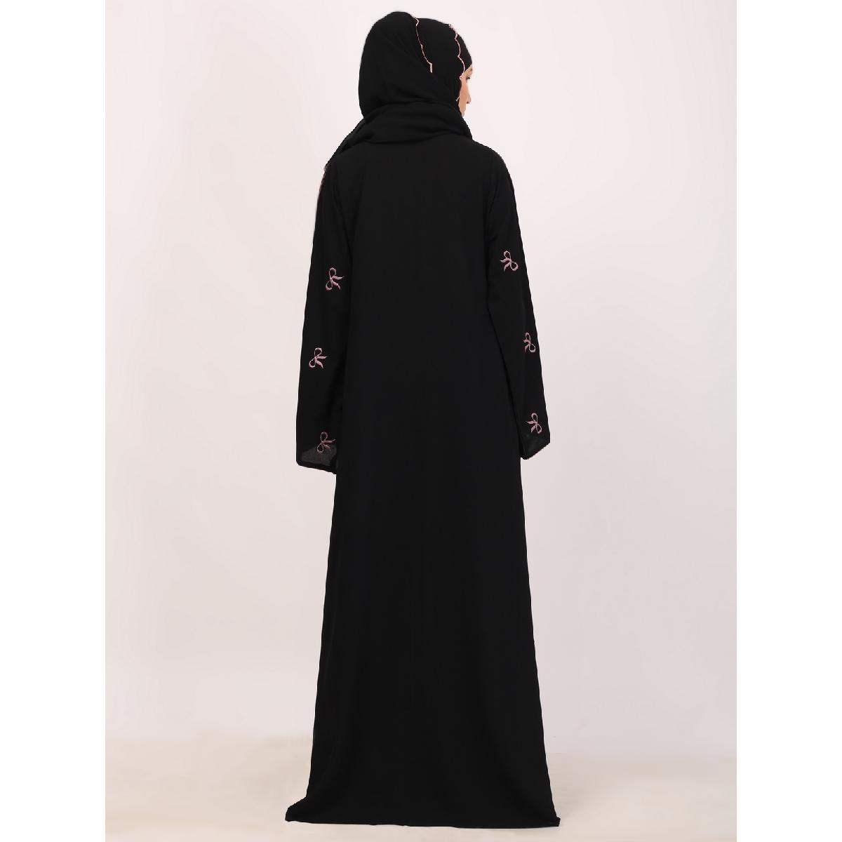 Premium CEY fabric abaya with embroidery work-Black image 13