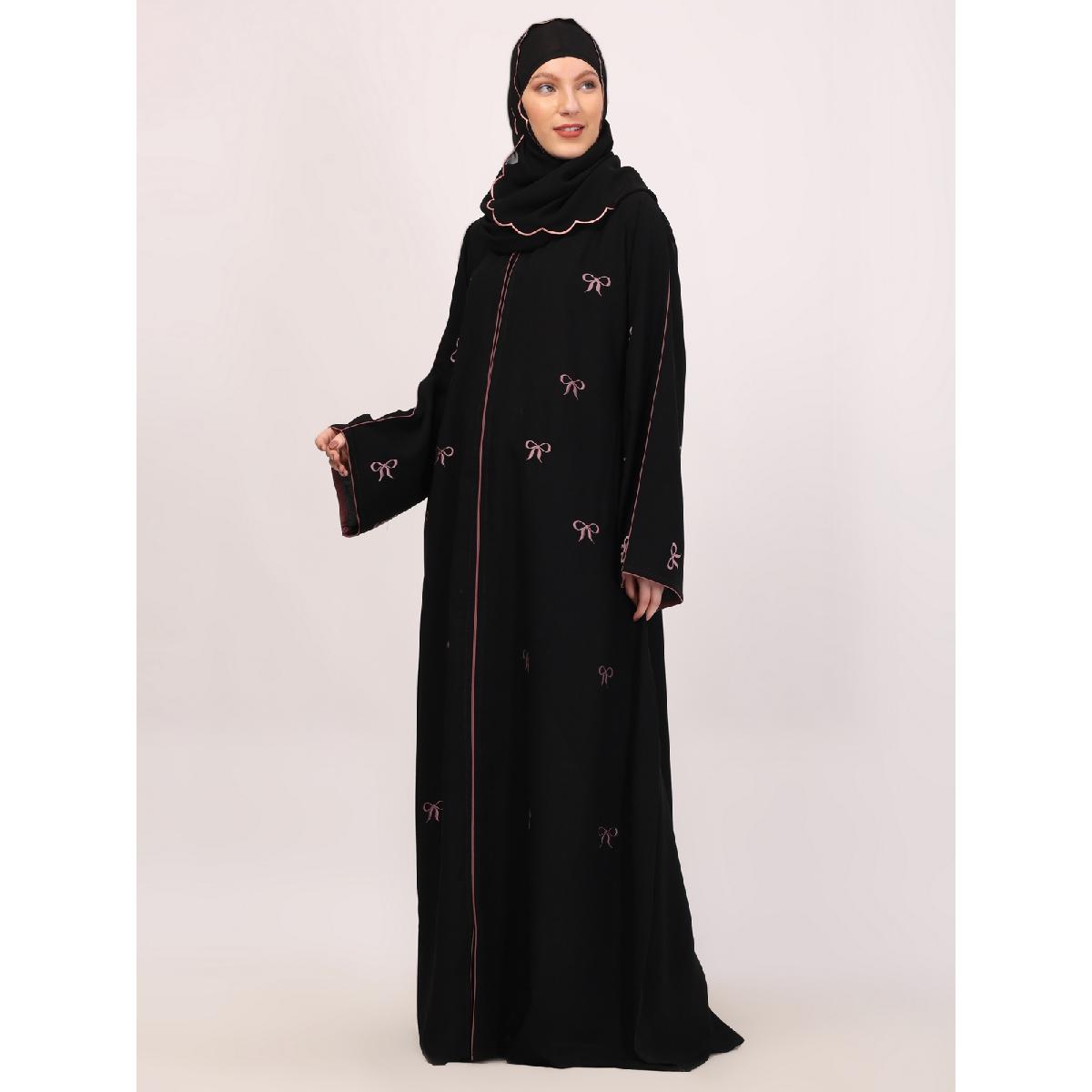 Premium CEY fabric abaya with embroidery work-Black image 17