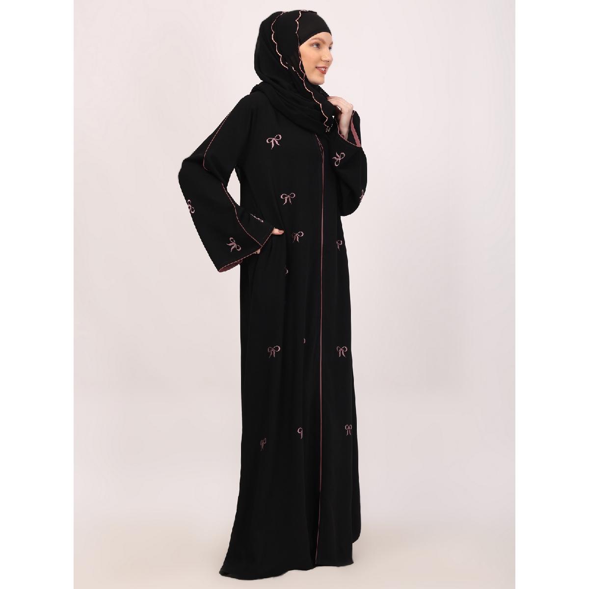 Premium CEY fabric abaya with embroidery work-Black image 9