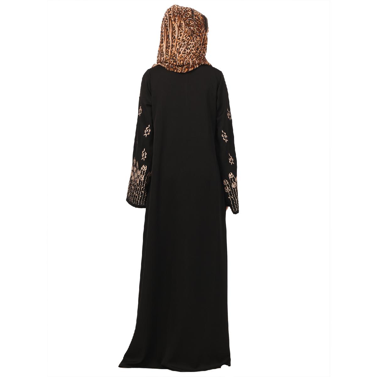 Tik Tok Luxury fabric abaya with embroidery work-Black image 17